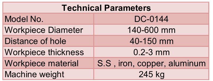 Specifications of Hole Punching Machine